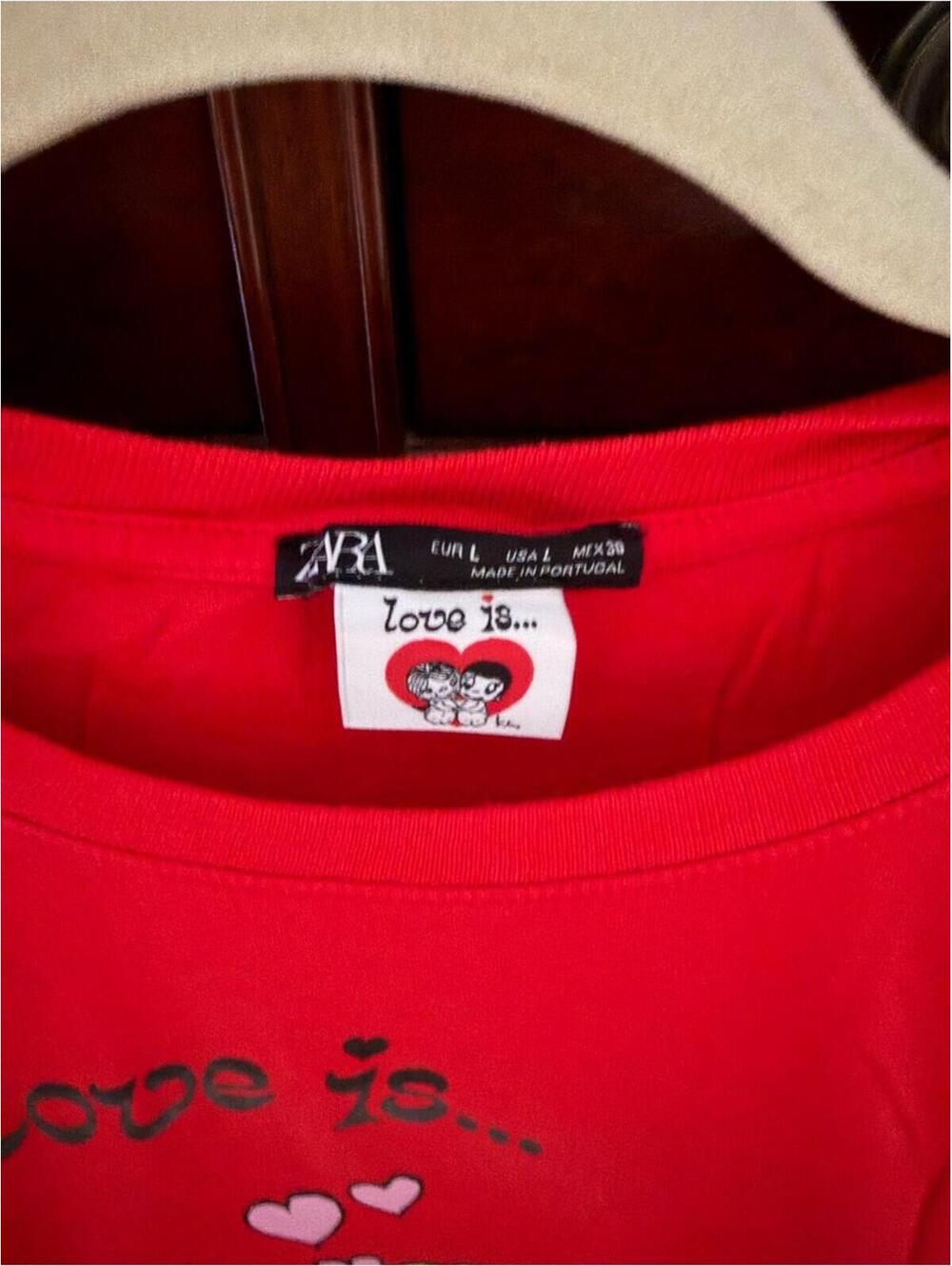 Zara x Love Is red collaboration T-shirt L - Picture 4 of 7